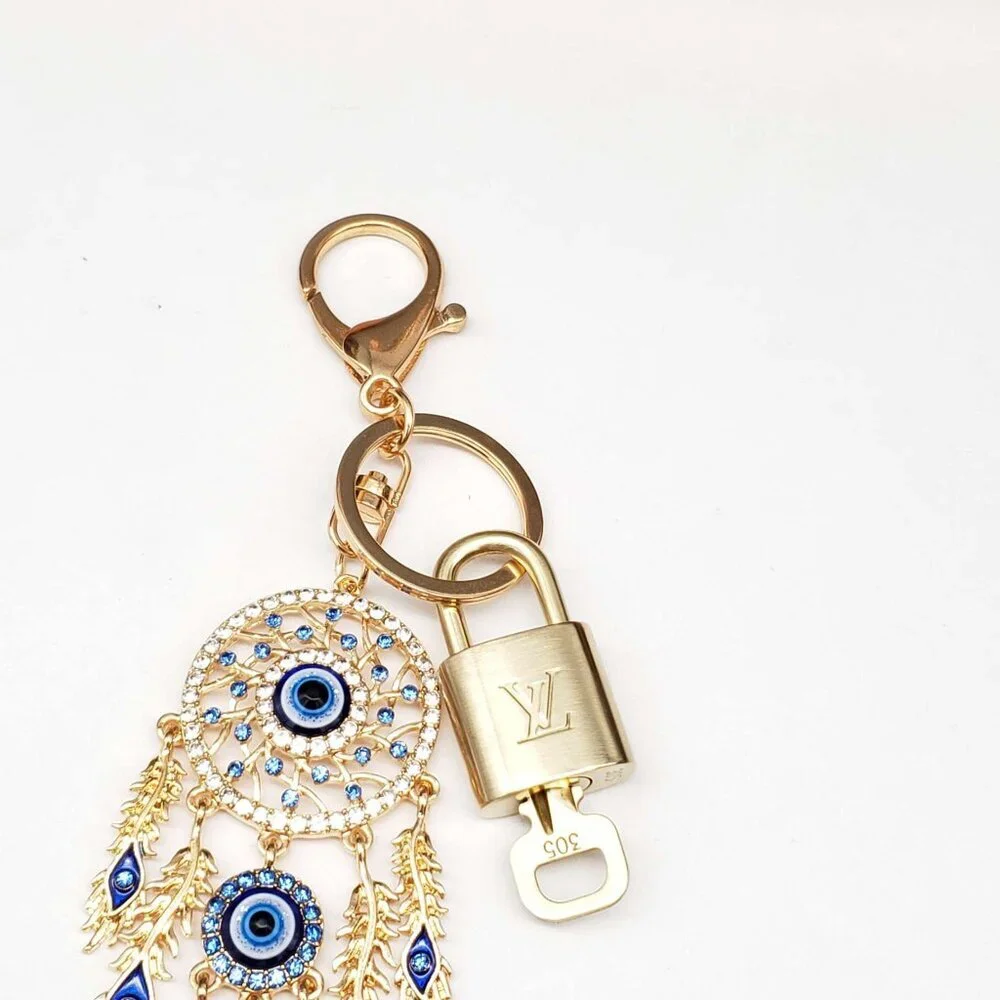 Authentic LV Gold Padlock & Key Set ✨ Luxury Bag Charm w/ Unbranded Keychain